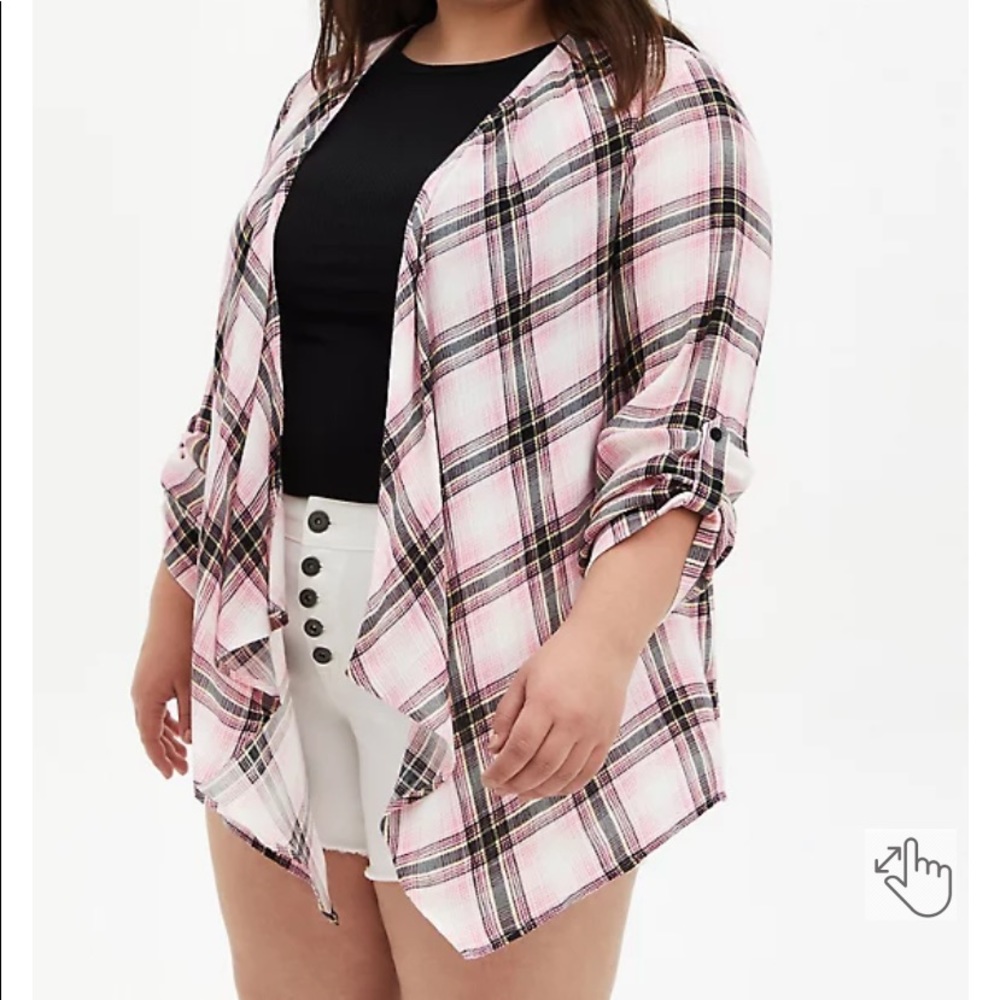 🆕Torrid Pink plaid Gauze kimono 1A